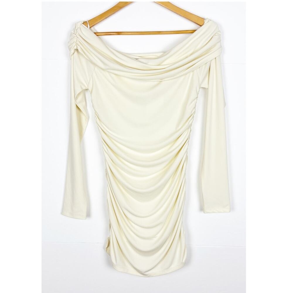 Zara Dress Size Medium Off the Shoulder Mini Ruched - Picture 9 of 9